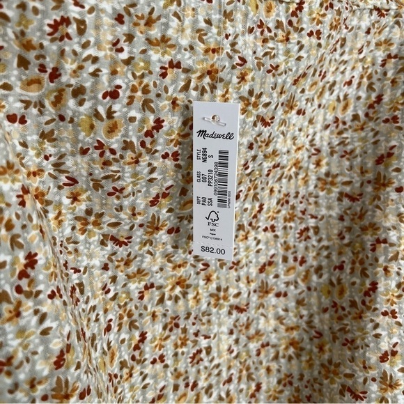 Madewell Hopewell Puff Sleeve Floral Crop Top NWT Size Small - Picture 6 of 7